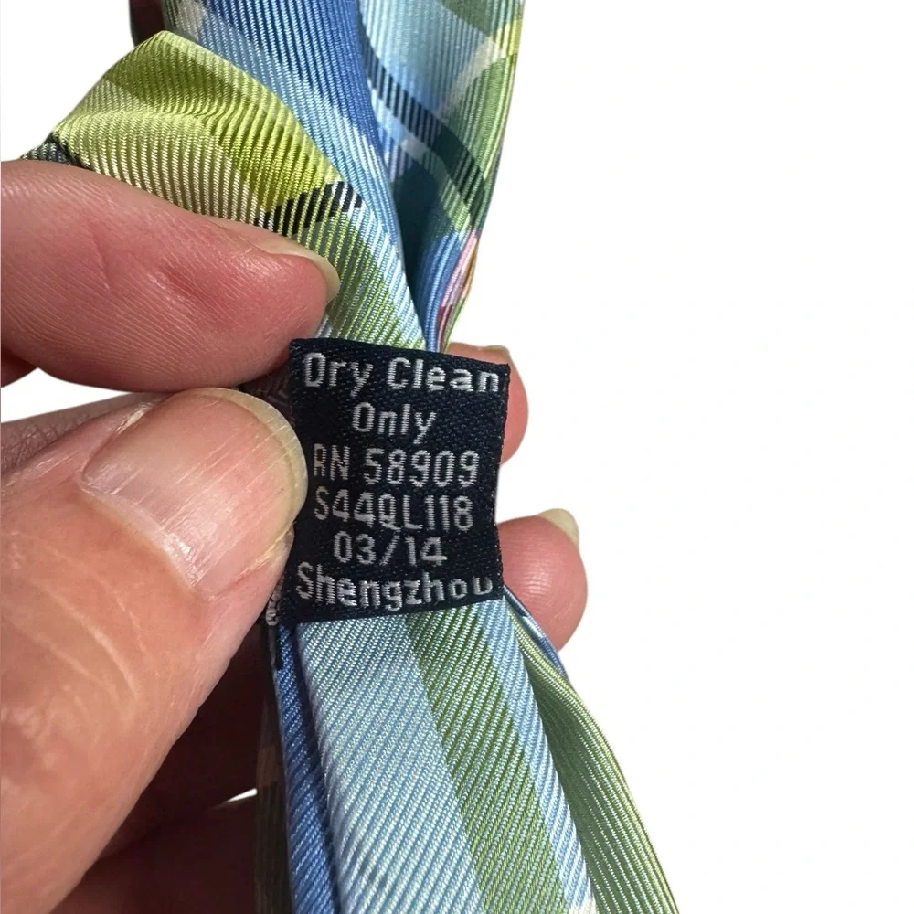 EUC Boys madras plaid woven bow tie preppy spring summer blue green Velcro band